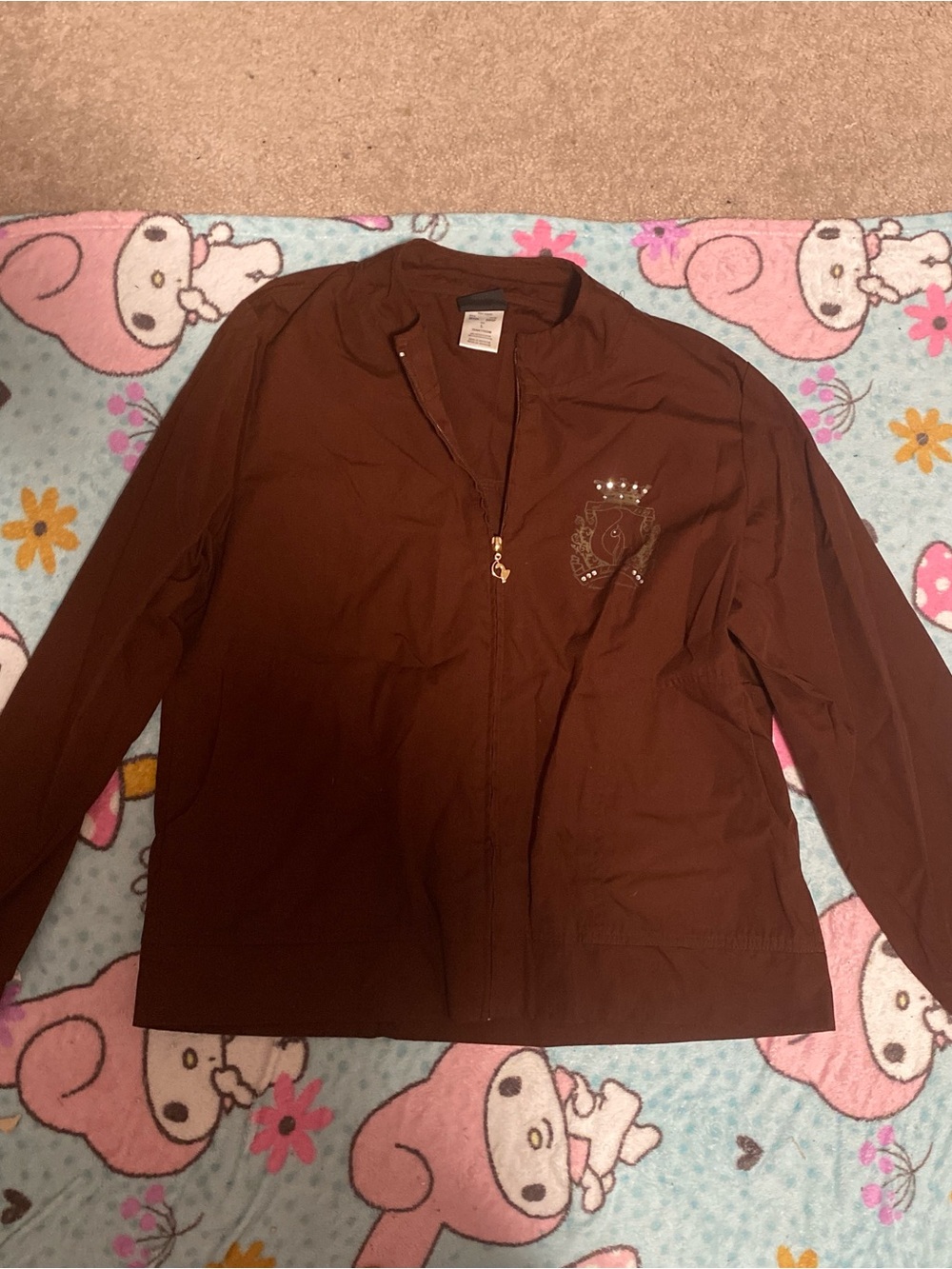 Baby Phat Brown Bomber Jacket with Crest Logo